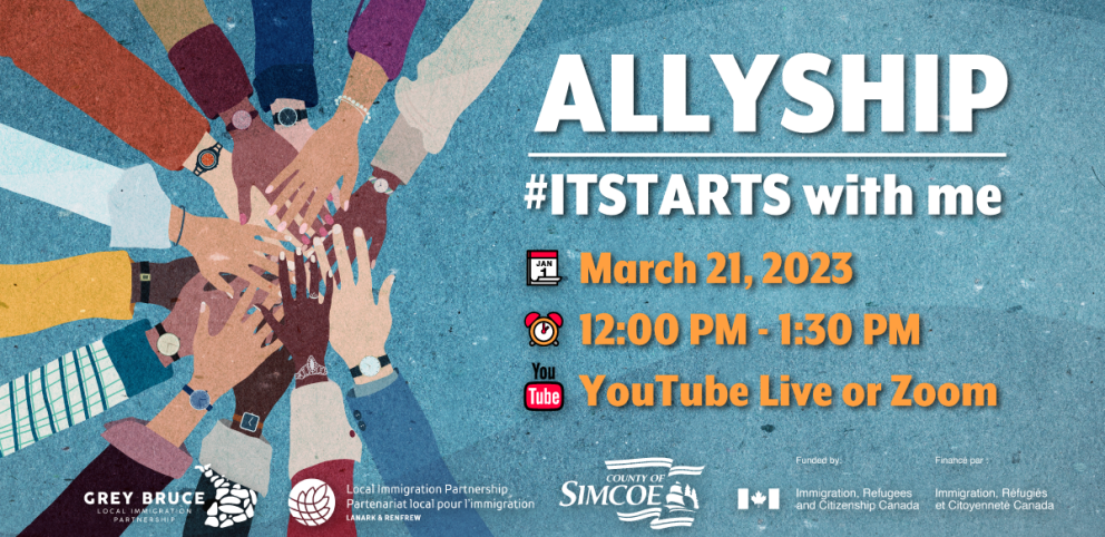 Hands gather with text reading: Allyship #ITSTARTS with me